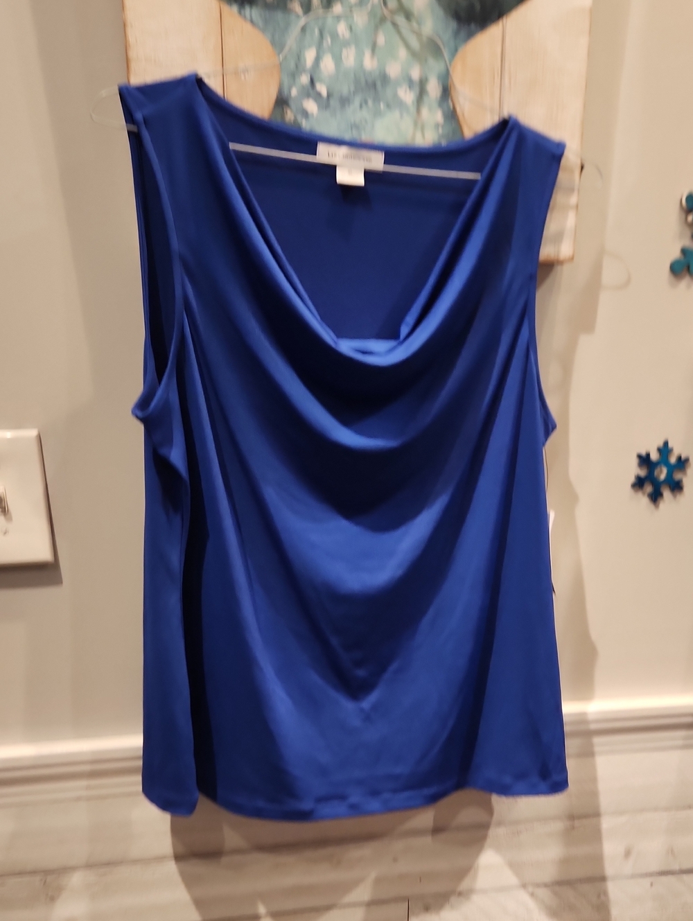 NWT Liz Claiborne Sleeveless Cowl Neck Top - Blue SZ XL